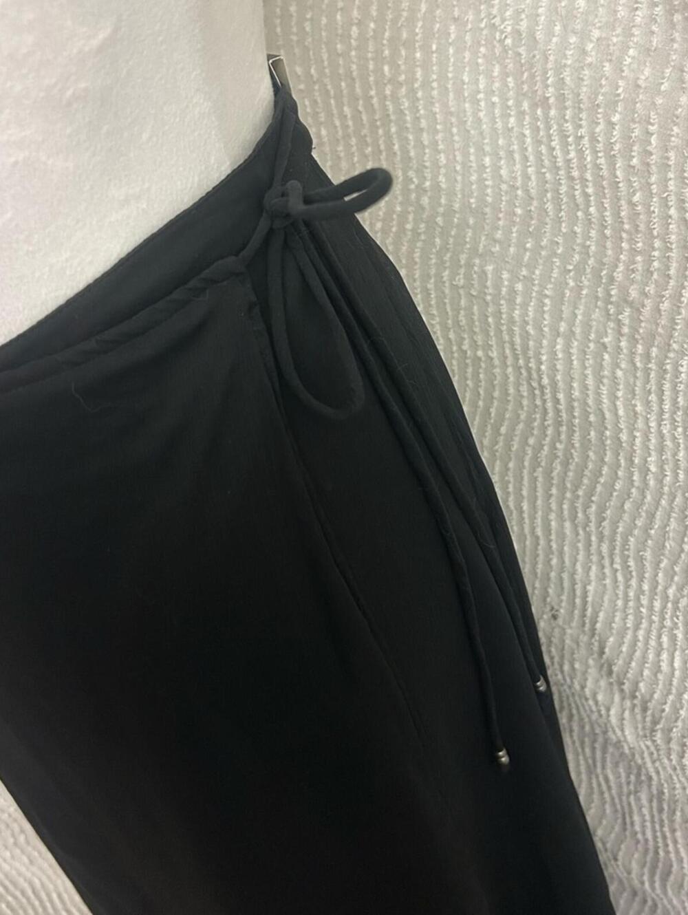 Abercrombie & Fitch Black Wrap Midi Skirt NWT Tall Large Asymmetrical Ruffle - Picture 5 of 9